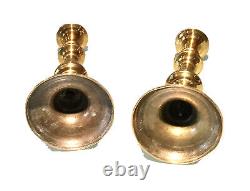 Pair Vintage Antique Brass Figural Candlestick Candelabra Candle Holder 10H