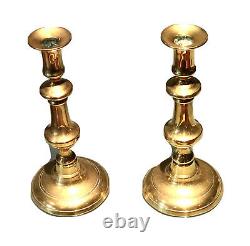 Pair Vintage Antique Brass Figural Candlestick Candelabra Candle Holder 10H
