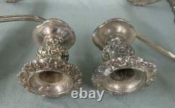 Pair Vintage Antique Candelabra Ornate Silver plated 3 Arm Candlestick Heavy