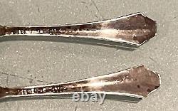 Pair Vintage Antique England Sterling Silver Cobalt Insert Salt Sellar Spoons