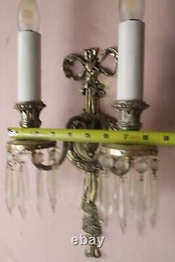 Pair Vintage/Antique Sconces French crystal Electric Beautiful