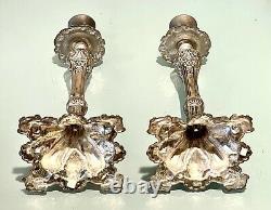 Pair Vintage Antique Silver Plate Judaica Candlestick Candelabra Candle Holders