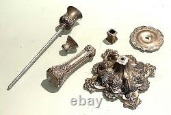 Pair Vintage Antique Silver Plate Judaica Candlestick Candelabra Candle Holders