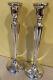 Pair Vintage Antique Sterling Silver Tall Candlesticks Candle Holders 11