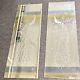 Pair Vintage Art Deco Frameless Beveled Wall Mirrors Etched Peacocks Birds