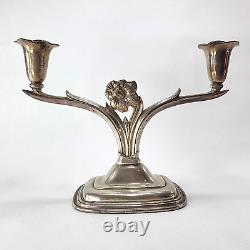 Pair Vintage Candle Holders 1847 Rodgers Bros Silver Plated (Unpolished) VTG 50s
