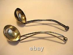 Pair Vintage Cartier Sterling Silver Curved Handle Small Serving Spoon Ladles 5