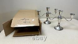 Pair Vintage Duchin #4000 GADROON Weighted Sterling Silver 3-Light Candelabra OB
