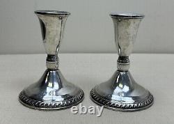 Pair Vintage Duchin #4000 GADROON Weighted Sterling Silver 3-Light Candelabra OB