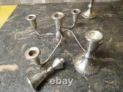 Pair Vintage Duchin Creations Sterling Convertible Candelabra Candle sticks