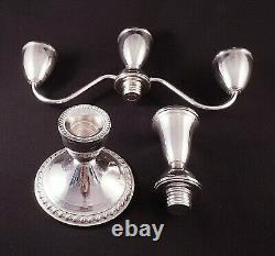 Pair Vintage Duchin Sterling Silver Weighted Convertible Candelabra Candlesticks