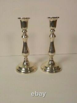 Pair Vintage ELLMORE Sterling Silver 8 Candlesticks