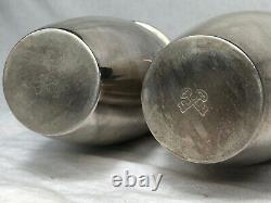 Pair Vintage English Art Deco Style Silver Snowmen Cocktail Bar Drinks Shakers