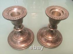 Pair Vintage FISHER Sterling Silver 4.5 Weighted Candlesticks. #874