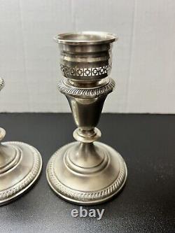 Pair Vintage Fisher Silversmith Sterling Silver Candle Sticks Holders # 831