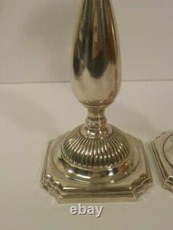 Pair Vintage Fisher Sterling Silver 9.5 Candlesticks, Classical Design