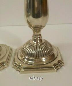 Pair Vintage Fisher Sterling Silver 9.5 Candlesticks, Classical Design