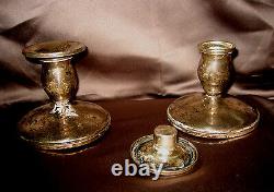 Pair Vintage Fisher Sterling Silver Candle Sticks Holders # 806 and Bobeches