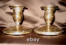 Pair Vintage Fisher Sterling Silver Candle Sticks Holders # 806 and Bobeches