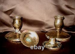 Pair Vintage Fisher Sterling Silver Candle Sticks Holders # 806 and Bobeches