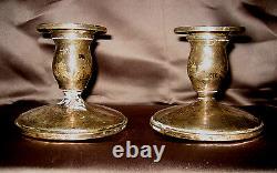 Pair Vintage Fisher Sterling Silver Candle Sticks Holders # 806 and Bobeches