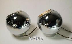 Pair Vintage George Kovacs MCM Wall to Wall Lamp Chrome Eyeball Magnetic Sconce