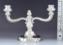 Pair Vintage German Sterling Silver Double Candlesticks