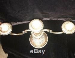Pair Vintage Gorham Buttercup Sterling Silver Weighted 3 Arm Candelabras #998
