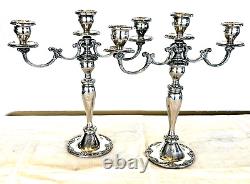 Pair Vintage Gorham Melrose 1381 Sterling Silver 14 Convertible candelabra