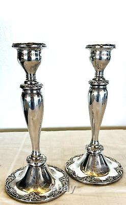 Pair Vintage Gorham Melrose 1381 Sterling Silver 14 Convertible candelabra