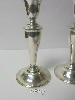 Pair Vintage Gorham Sterling Silver 7 Candlesticks