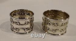 Pair Vintage Gorham Strasbourg Sterling Silver Napkin Rings MG