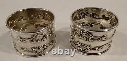 Pair Vintage Gorham Strasbourg Sterling Silver Napkin Rings MG