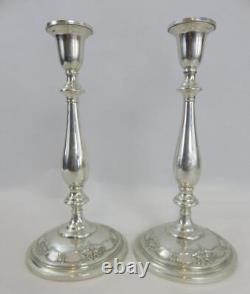 Pair Vintage International Sterling Silver Queen's Lace 3-Light Candelabra 15.5