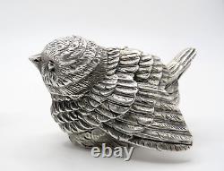 Pair Vintage Italian Sterling Silver Birds Sparrows Figurines Marked