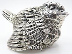 Pair Vintage Italian Sterling Silver Birds Sparrows Figurines Marked