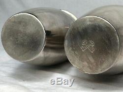 Pair Vintage Late 20th Century Silver Plated Snowmen Cocktail Bar Drinks Shakers