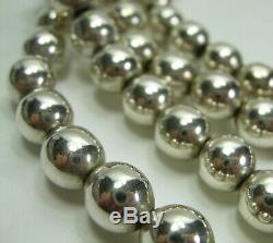 Pair Vintage Mexican Sterling Silver Necklaces 7mm Beads 30/33 Inches 151 Grams