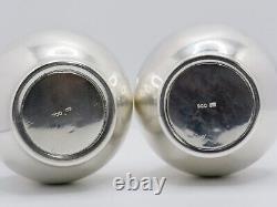 Pair Vintage Mid 20th Century Indonesian Yogya Solid Silver Flower Vases Marked