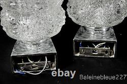 Pair Vintage Mid Century 60´s Glass & Chrome Wall Lamps Ice Sconces Design