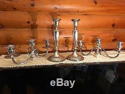 Pair Vintage Mueck-Cary Of N. Y Sterlng Silver 3 Light Candelabras, 14.5 Perfect