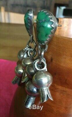 Pair Vintage Navajo Silver/turquoise Squash Earrings