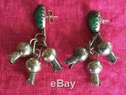 Pair Vintage Navajo Silver/turquoise Squash Earrings