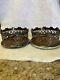 Pair Vintage Pierced Bottle Coasters Silver Plate