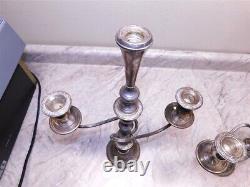 Pair Vintage Prelude International Sterling Convertible 3 Light Candelabras