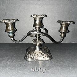 Pair Vintage Proctor Silver Plate Candelabra Twisted 3 Branches withFloral Design