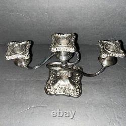 Pair Vintage Proctor Silver Plate Candelabra Twisted 3 Branches withFloral Design