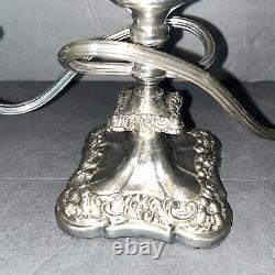 Pair Vintage Proctor Silver Plate Candelabra Twisted 3 Branches withFloral Design