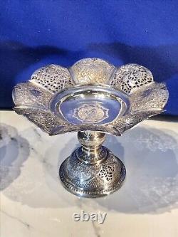 Pair Vintage Rare Hand Made Hand Engraved Candy Dish 84 SOLID Silver 716.97 gram