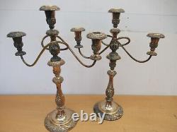 Pair Vintage Rogers Bros HERITAGE large 18.25 silver plate Candelabras